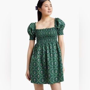 Hill House Home Athena Nap Dress Emerald Trellis S
